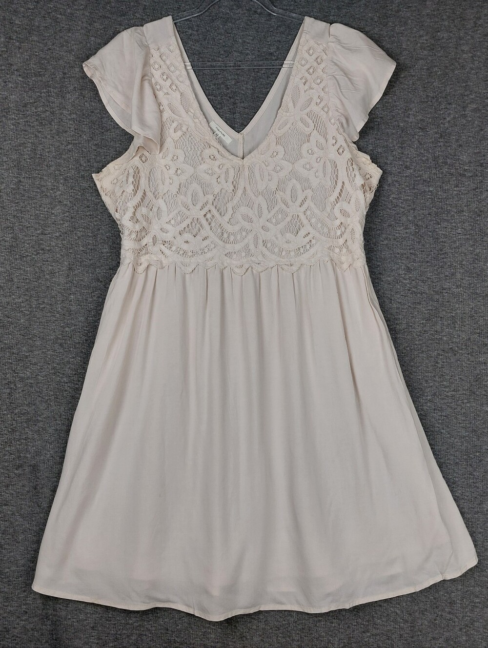 MAURICES WOMENS CREAM OFF WHITE LACE BODICE CAP SLEEVE KNEE LENGTH DRESS SIZE L
